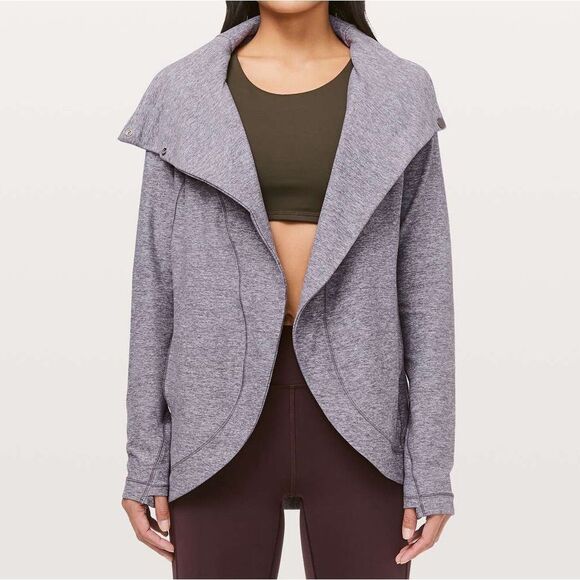 NWOT Lululemon Heathered Graphite Purple Rulu Rally Wrap Light Jacket Size 8 - Picture 1 of 15
